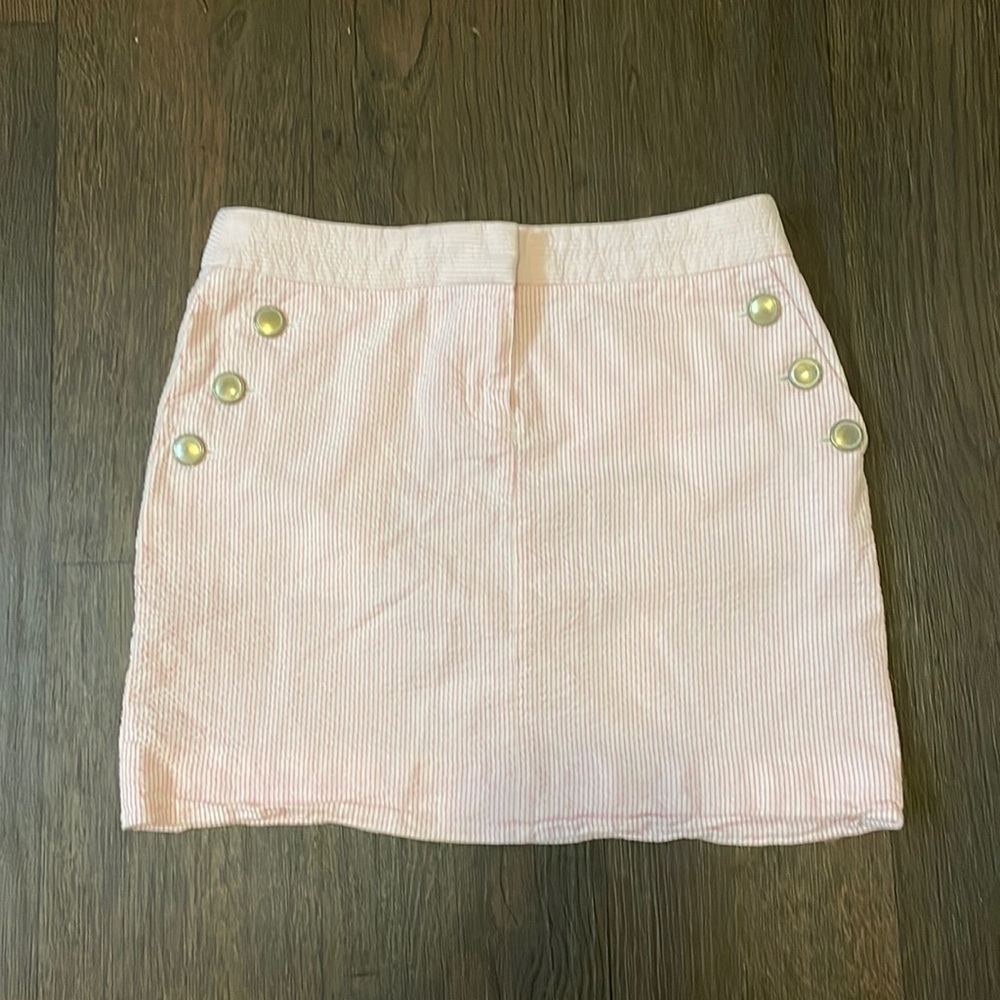 JCrew Seersucker Pink and White Striped Skirt